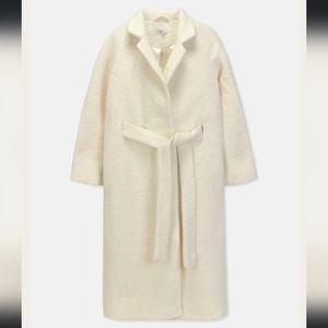 Ganni Fenn Wool Belted Coat in Egret